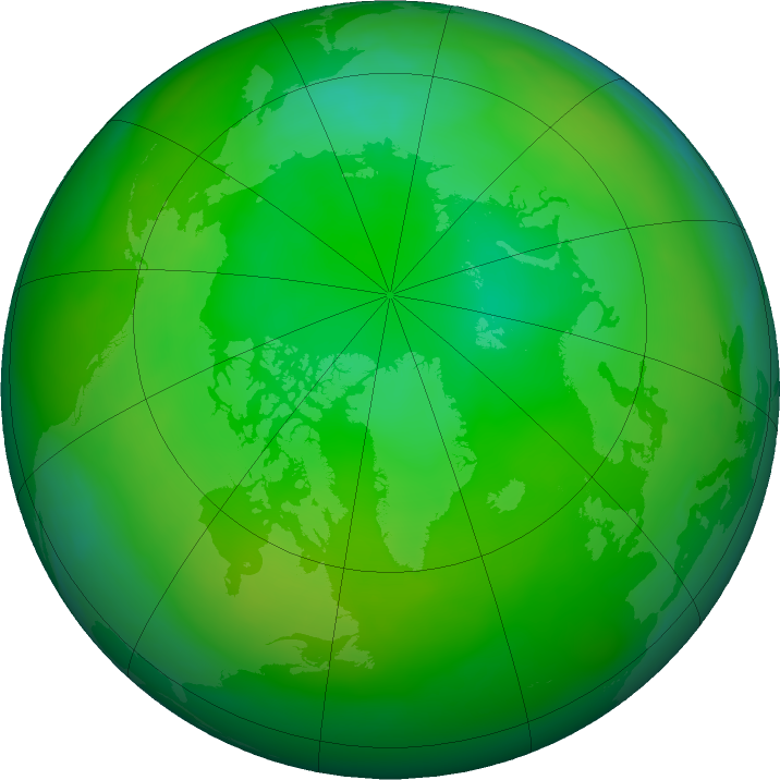 Arctic ozone map for July 2022